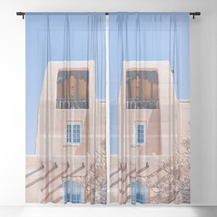 Sante Fe Adobe Architecture Photography Sheer Curtain