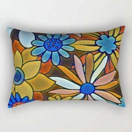 Groovy 70's Flowers  Rectangular Pillow