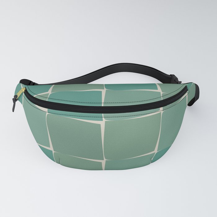 Flux Midcentury Modern Check Grid Pattern in Jade Green Fanny Pack