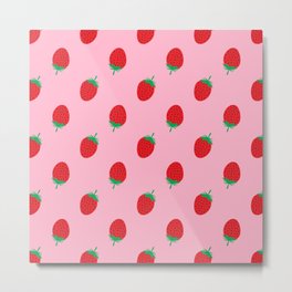 Strawberry pattern Metal Print | Tropical, Sweet, Basket, Strawberry, Fruit, Summer, Drawing, Berry, Juice, Candy 