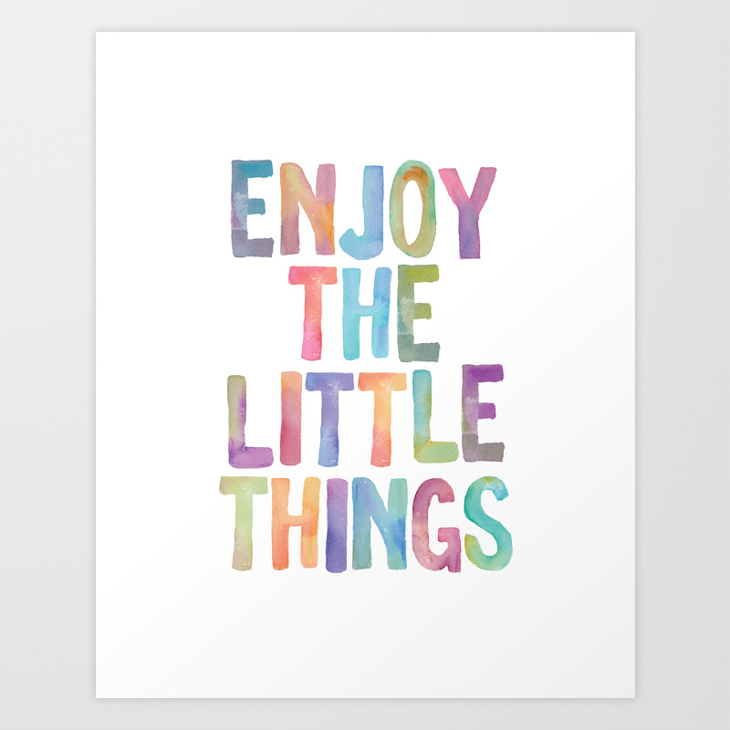 Enjoy The Little Things Watercolor Rainbow Design Inspirational