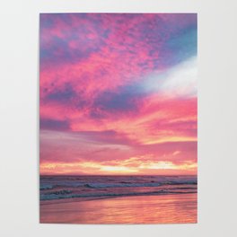 Pink Sunset Beach Poster