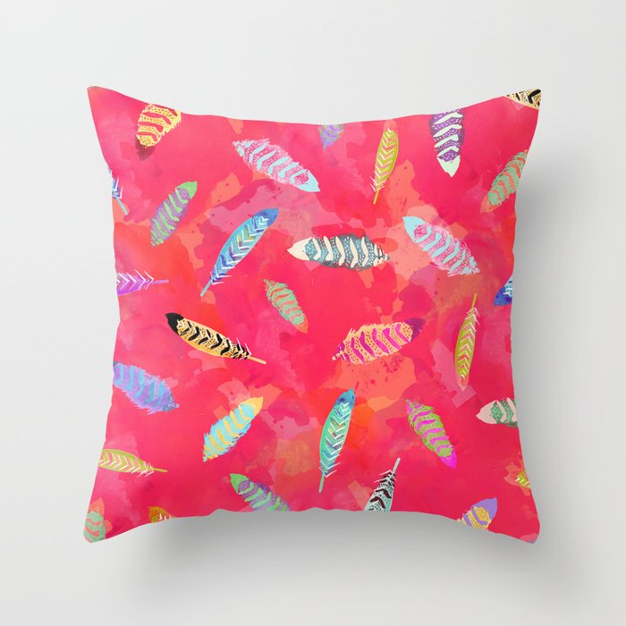 Sunset Feathers Throw Pillow