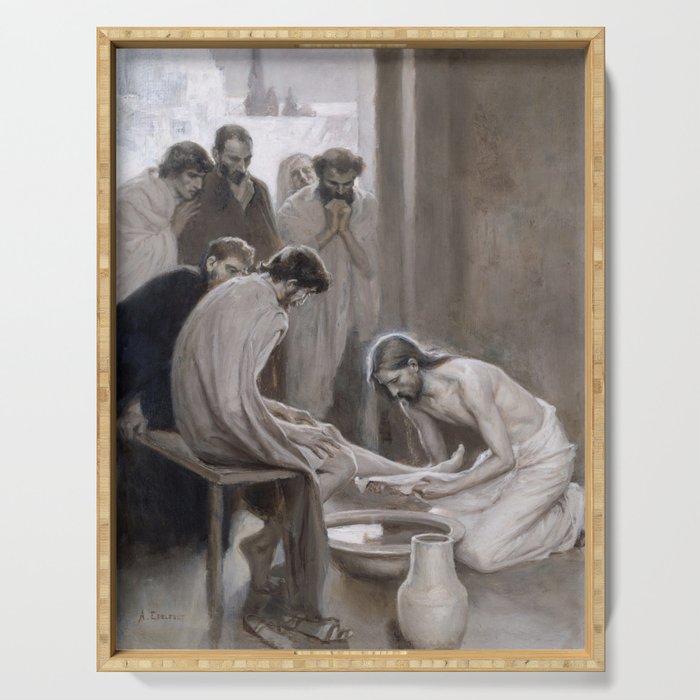 Albert Edelfelt - Jesus Washing Feet of Disciples Serving Tray