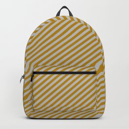 [ Thumbnail: Grey & Dark Goldenrod Colored Lined Pattern Backpack ]
