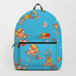 Kid's Painter Seamless Pattern Blue Backpack