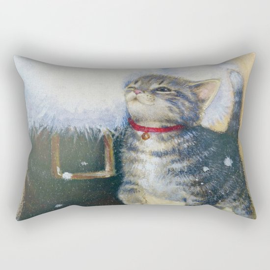 Kitten at Santa's Boot Rectangular Pillow