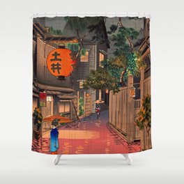 Tsuchiya Koitsu - Evening at Ushigome - Japanese Vintage Woodblock Painting Shower Curtain
