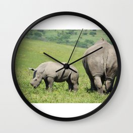 Rhino & Baby in South Africa Wall Clock