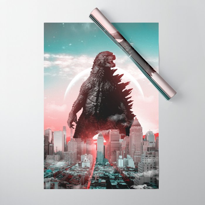 Godzilla City Fantasy Wrapping Paper