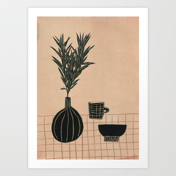 Still Life with a Vase, Bowl, and a Cup of Tea Art Print