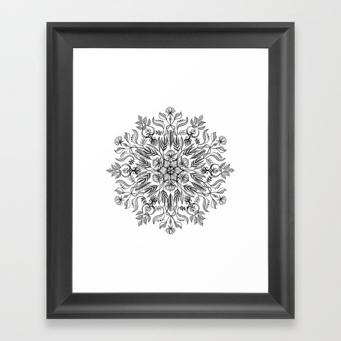 Thrive - Monochrome Mandala Framed Art Print