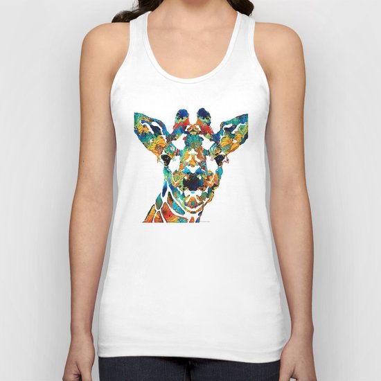 Colorful Giraffe Art - Curious - By Sharon Cummings Unisex Tank Top