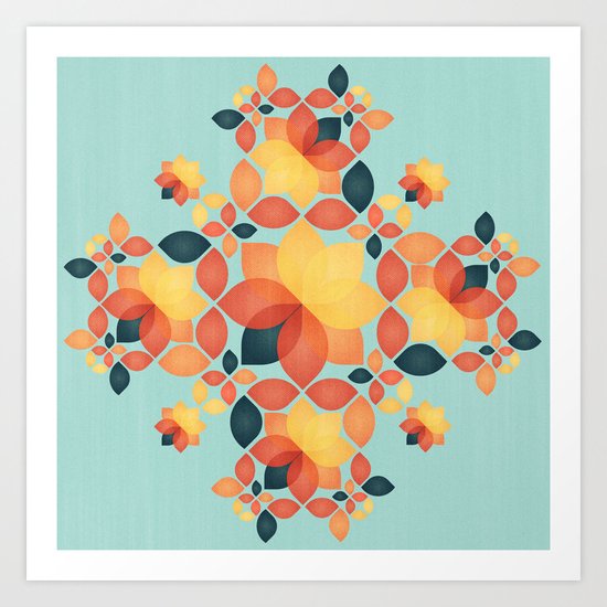 Orange Garden Pattern Art Print