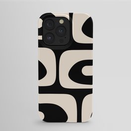 Mid Century Modern Piquet Abstract Pattern in Black and Almond Cream iPhone Case