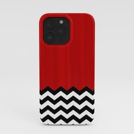 Red Black White Chevron Room w/ Curtains iPhone Case