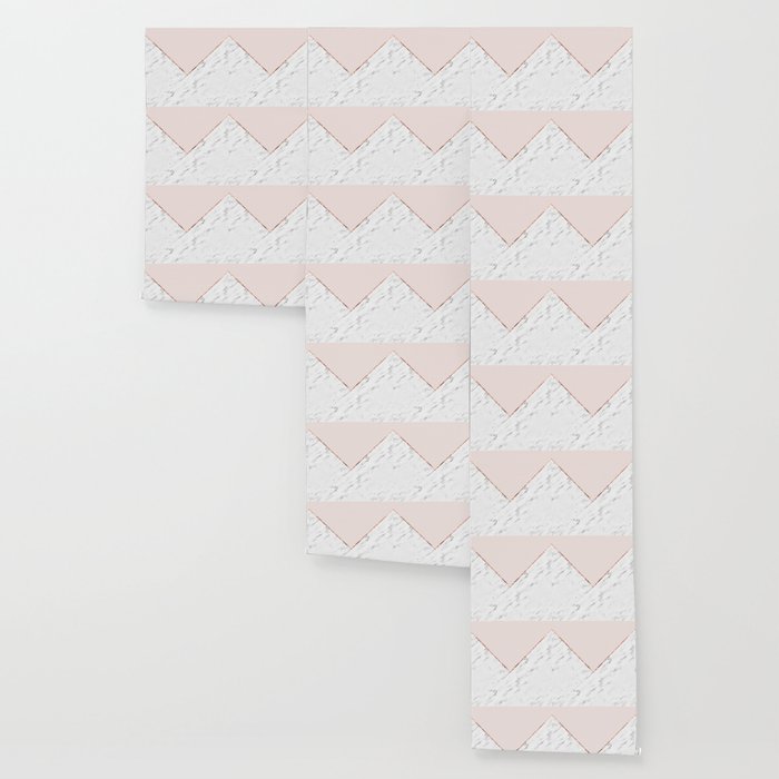 Peony blush geometric marble Wallpaper by marbleco | Society6