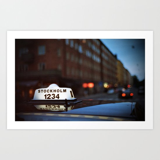 Stockholm Taxi Night Art Print