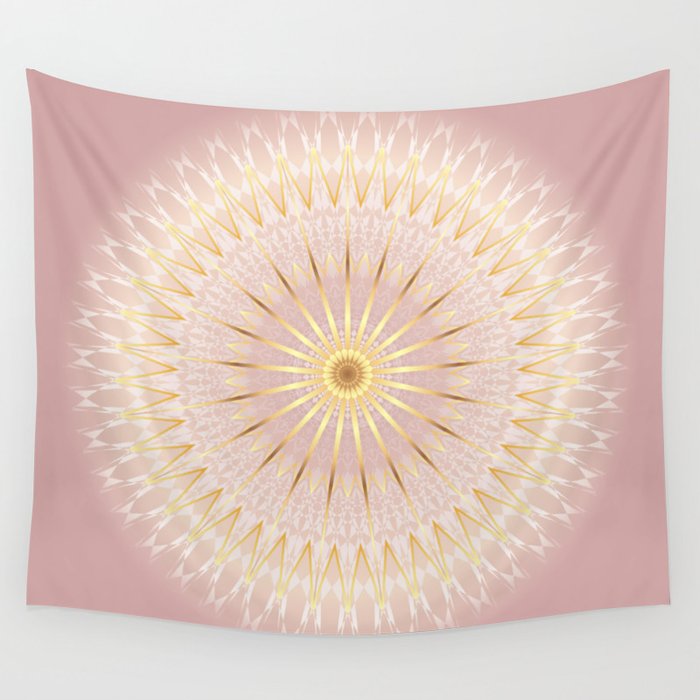Gold Rose Mandala Wall Tapestry by Nina Baydur Society6