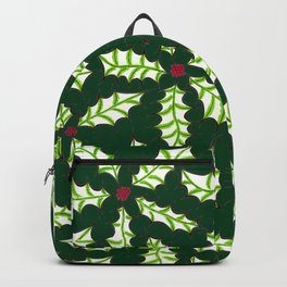 Green Pinstripe Holly with Dark Green Background  Backpack
