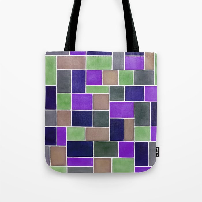 Rectangles And Squares Contemporary White Outline Art 3 Tote Bag