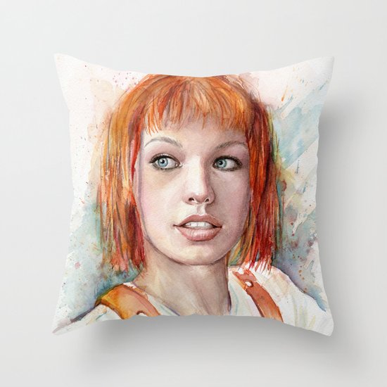 Leeloo Portrait Fifth Element Art Throw Pillow