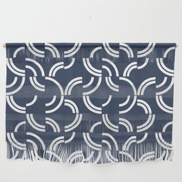 White curves on navy blue background Wall Hanging
