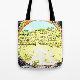Pieve di Tho: arch of the bridge and countryside landscape Tote Bag