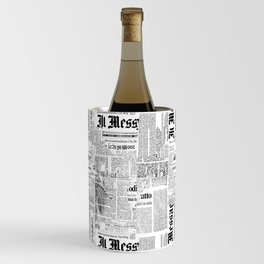 Black And White Collage Of Grunge Newspaper Fragments Wine Chiller