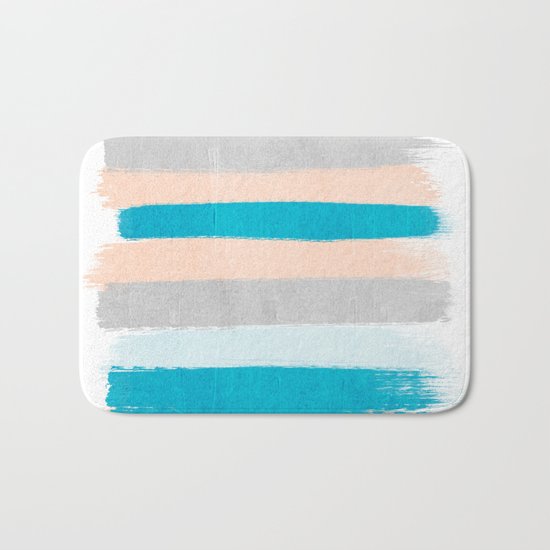 Painted stripes minimal bright summer palette boho striped decor minimalist Bath Mat
