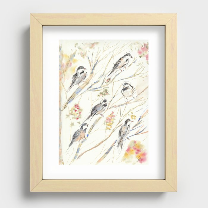 Chickadee Party Recessed Framed Print