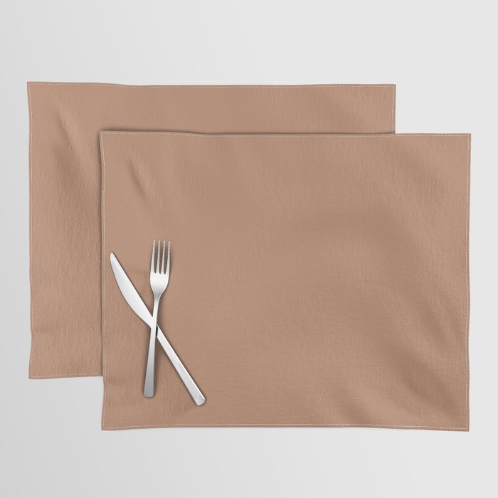 Mid-tone Warm Brown Orange Solid Color Pairs PPG Honey Graham PPG1069-5 - All One Single Shade Hue Placemat
