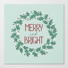 Merry and Bright Wreath Canvas Print