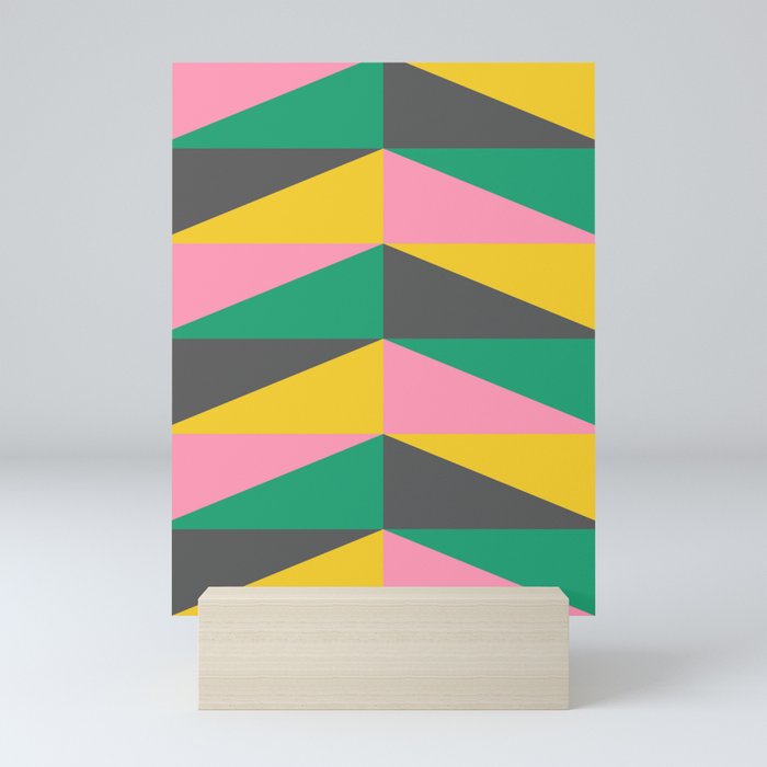 Triangles in Pink Green and Yellow Mini Art Print