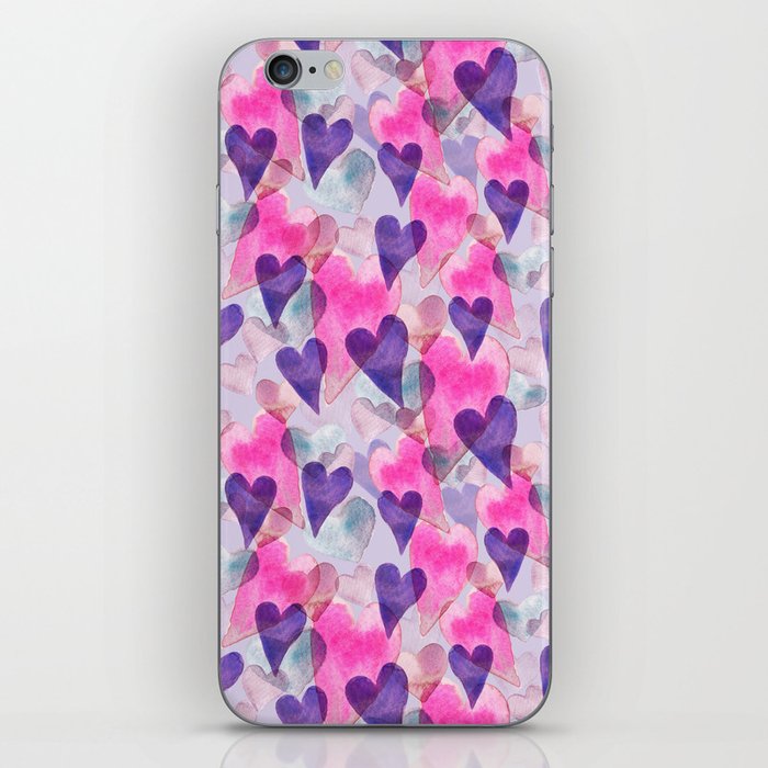Watercolor hearts pattern iPhone Skin