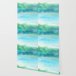 Water Land Soft Bright Oil Pastel Drawing Wallpaper
