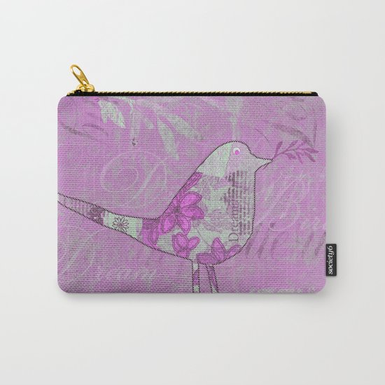 pink bird typography collage Carry-All Pouch