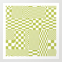 Glitchy Checkers // Apple Blossom Art Print