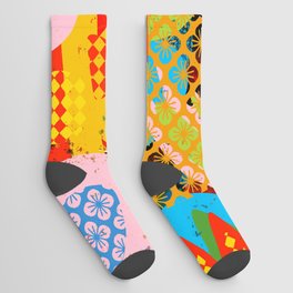 Abstract Colorful Patchwork Collage Art Decoration  Socks