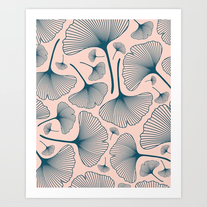 Ginkgo Plant Dreamy Pattern Poster Art Print