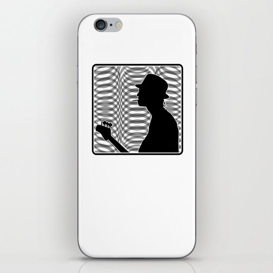 Bass Guitar Player Silhouette B/W iPhone & iPod Skin