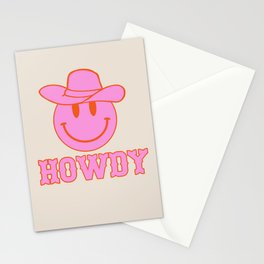 Happy Smiley Face Says Howdy - Western Aesthetic Stationery Card