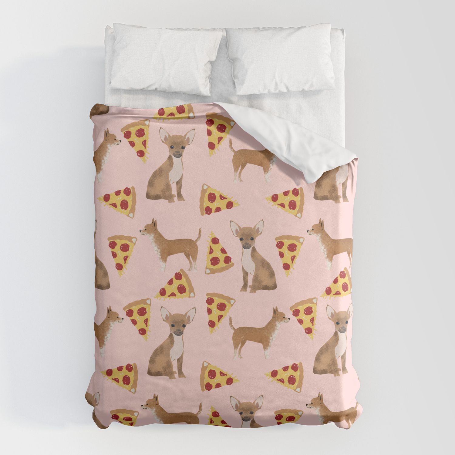 Chihuahua Love Kids Fur Baby Pet Friendly Pet Portraits Dog Breed Art Print Pizza Decor Dog Person Duvet Cover By Petfriendly Society6