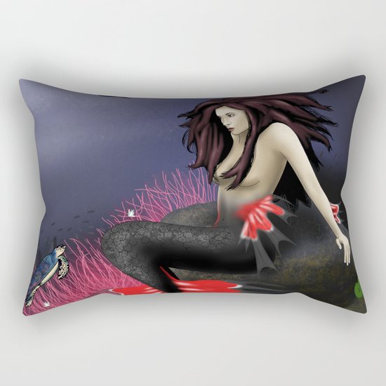 The Red Mermaid Rectangular Pillow
