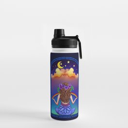 Midnight Window Crescent Moon Meditation - colorful print metaphysical Spiritual art Water Bottle