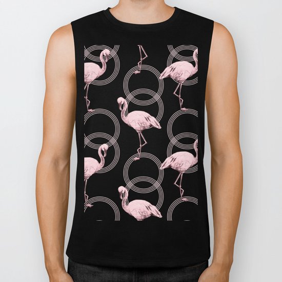 Mod Flamingos on Flamingo Pink Infinity Link Biker Tank