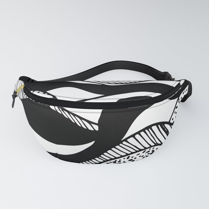 Abstract black and white sand waves Fanny Pack