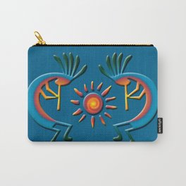 Southwest Kokopelli with Sun Turquoise Carry-All Pouch | Turquoise, Graphicdesign, Southwest, Kokopelli, Digital, Sun 