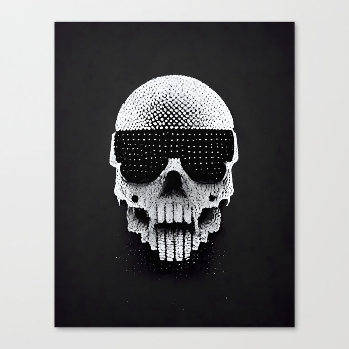 Pixelized Ubercool Skull Canvas Print