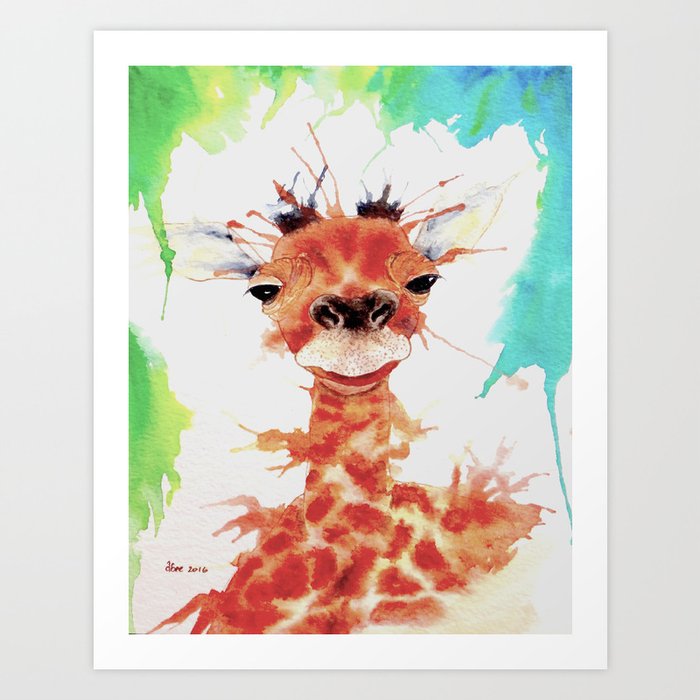 Grinning Giraffe Art Print